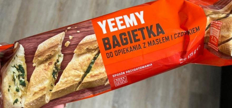 Багет хліб для швидкого приготування Yeemy Bagietka do opiekania z masłem i czosnkiem Емі з маслом та часниковим соусом Пакет 175г