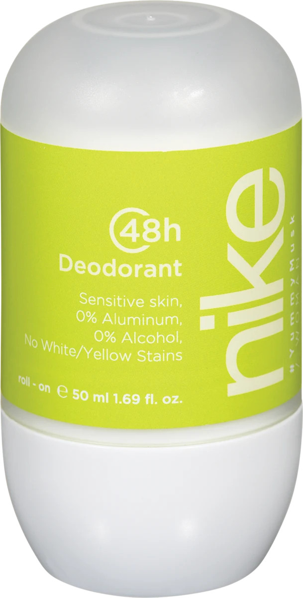 Дезодорант Шариковий Nike Woman Yummy Musk 48H Deodorant Sensitive Roll‑On Найк Солодкий мускус без алюмінію Рол-Он Сенсітів 50мл