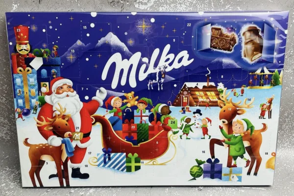 Набір Подарунок Новорічний Адвент календар Milka Advent calendar Santa Quest шоколадні цукерки Дитячий 200г - 1
