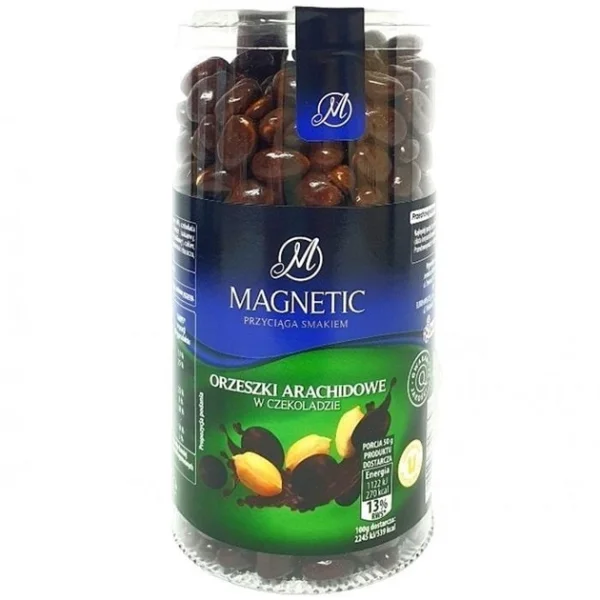 Арахіс в Шоколаді Magnetic Orzeszki Arachidowe w szekoladzie Магнетік в глазурованій оболонці пластиковий Тубус 400г - 1