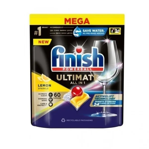 Капсули для посудомийних машин Finish ultimate allin1 lemon 60шт - 1