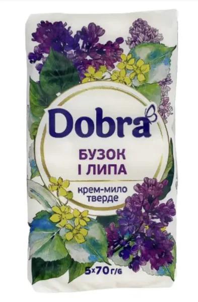 Туалетне крем-мило Dobra Бузок та липа 5шт 350г - 1