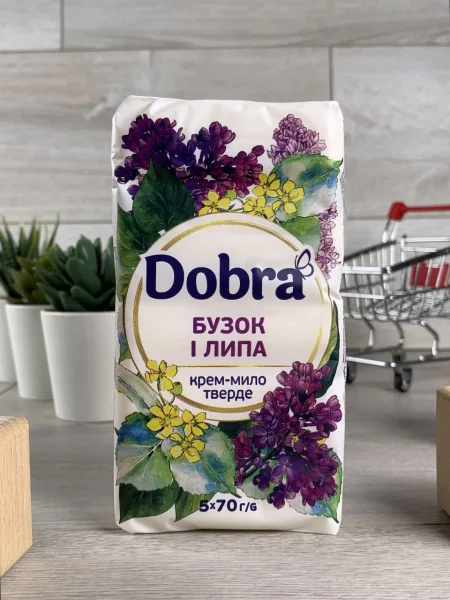 Туалетне крем-мило Dobra Бузок та липа 5шт 350г - 2
