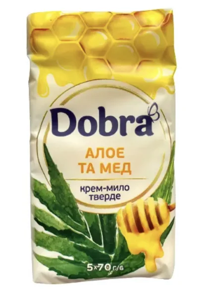 Туалетне крем-мило Dobra Алоє та мед 5шт 350г - 1