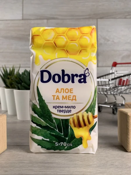 Туалетне крем-мило Dobra Алоє та мед 5шт 350г - 2