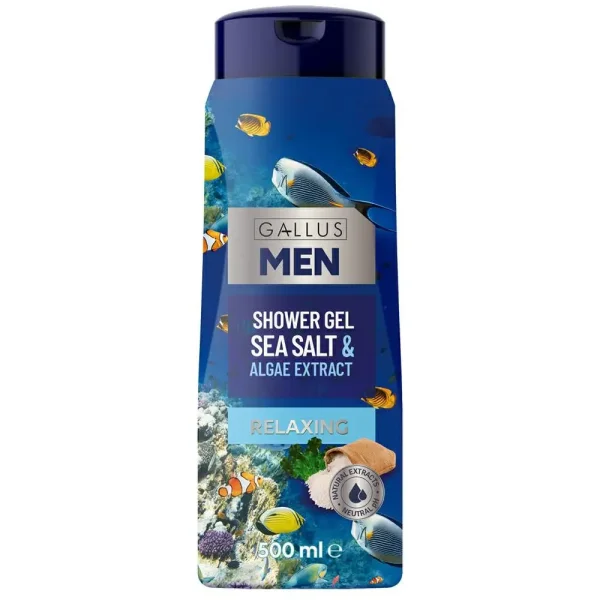 Чоловічий гель Gallus для душу із ароматом моря men sea salt & algae extract 500мл - 1