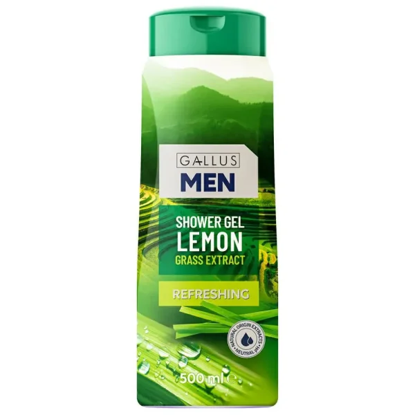 Чоловічий гель Gallus для душу із ароматом лимонної трави men lemon 500мл - 1