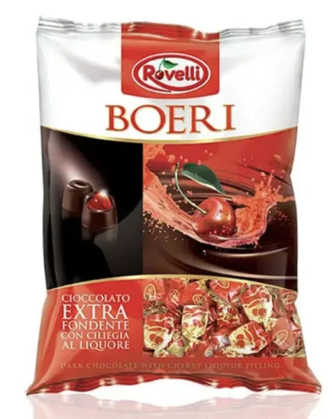 Шоколадні цукерки вишня в Чорному шоколаді з лікером Rovelli Boeri Cioccolato Extra Fondente Liquore вишня Пакет 800г - 1