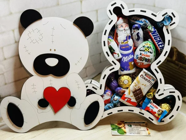 Дерев’яний подарунковий Kinder ведмедик тедді ( бокс) - 1