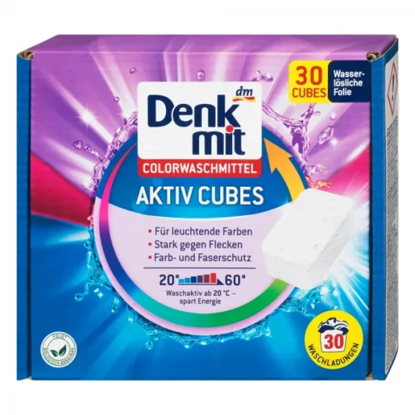Пресований порошок Denkmit для прання кольорових речей aktiv cubes color 30шт - 1