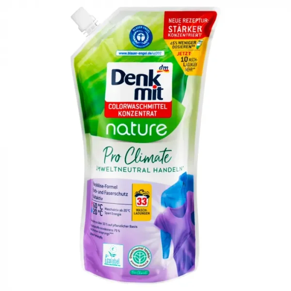 Безфосфатний гель для прання кольорових тканин Denkmit nature 1л - 1