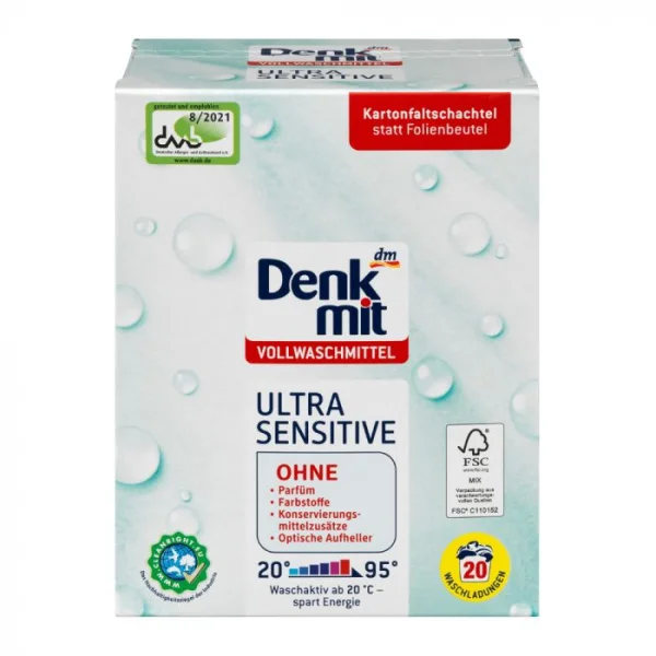Пральний порошок для дитячого одягу Denkmit mitultra sensitive 1200г - 1