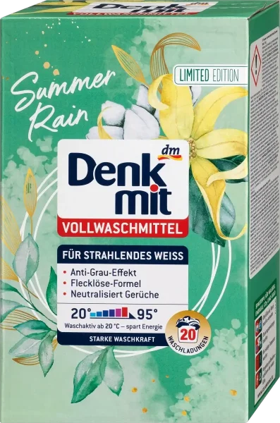 Порошок для прання білих речей Denkmit summer rain на 20 прань 1300г - 1