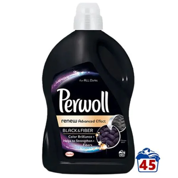 Гель для прання Чорних тканин Perwoll Black&Fiber Renew Advanced Effect Перволь Відновлення Кольорів 45прань 2700мл - 1