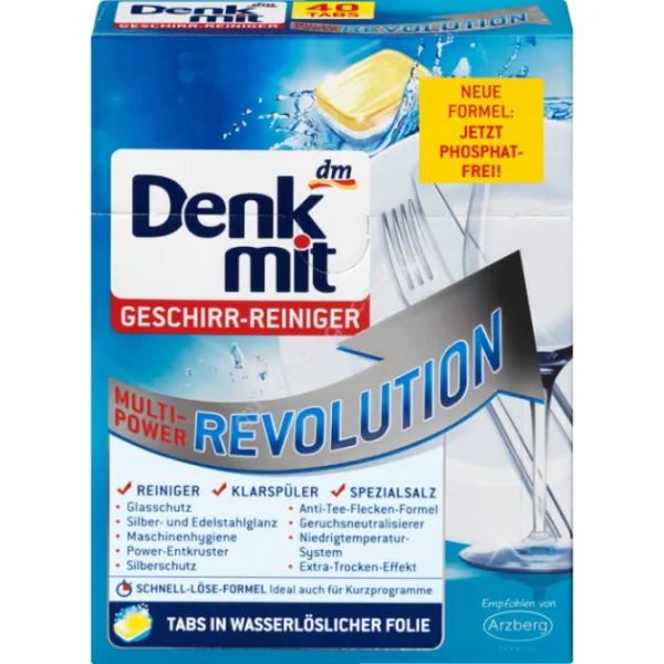 Таблетки для посудомийної машини Denkmit revolution 40шт 850г - 1