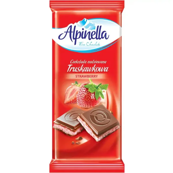 Молочний шоколад Alpinella із полуничним смаком 90г - 1