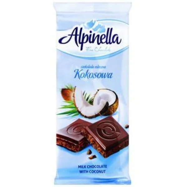 Молочний шоколад Alpinella з кокосовим смаком 90г - 1