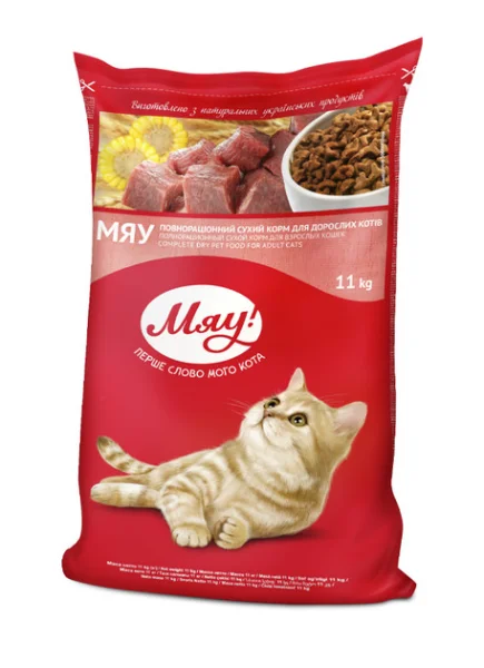 Сухий корм для кішок Мяу! зі смаком м'яса 11кг - 1