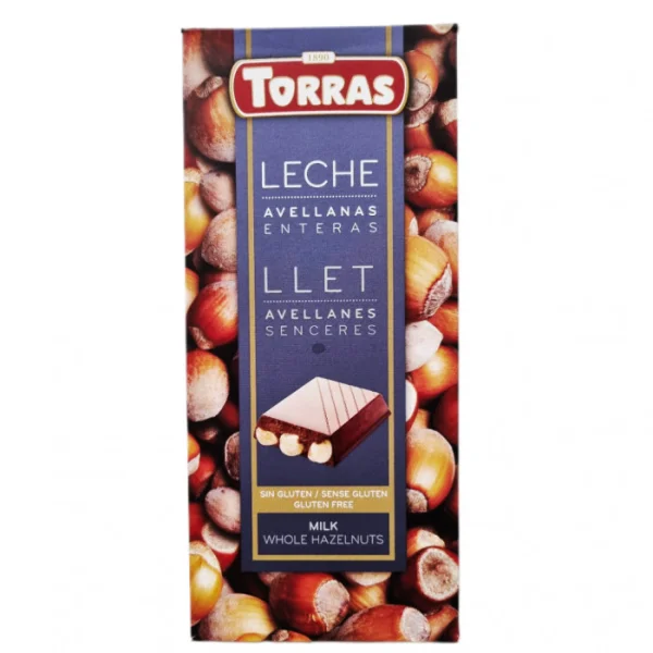Шоколад молочний Torras leche з цільним лісовим горіхом 200г - 1