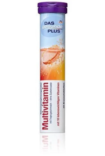 Шипучі таблетки вітаміни DAS gesunde PLUS Multivitamin мультивітамін 10 вітамінів 20шт - 1