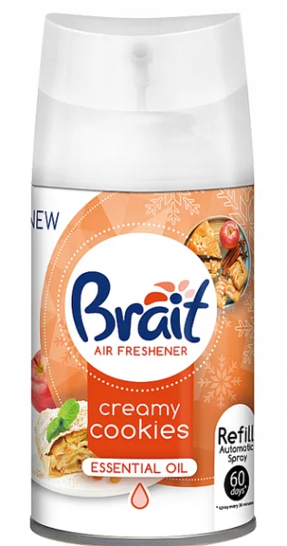 Змінний балон для автоматичного ароматизатора повітря Brait Creamy Cookies з ароматом випічки 250мл - 1