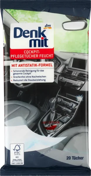Вологі серветки для догляду за автомобілем Denkmit Reinigungstucher fur Autopflege 20шт - 1