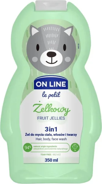 Шампунь гель дитячий On Line Le Petit Zelkowy Fruit Jellies 3in1 Hair Body Face Wash Фруктове желе 350мл - 1