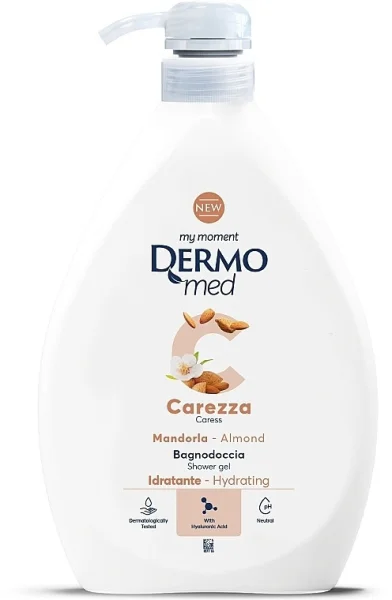Гель для душа DermoMed Shower Gel Carezza каріте і мигдаль 1000мл - 1