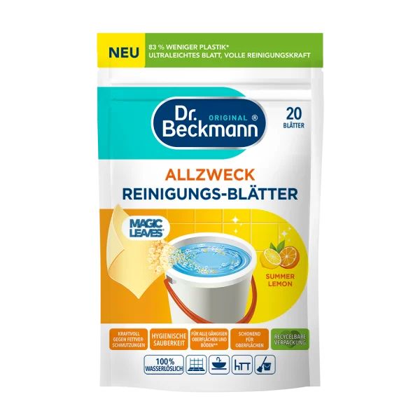Серветки для прибирання підлоги розчинні Dr. Beckmann Magic Leaves Summer Lemon літній лимон 20шт - 1