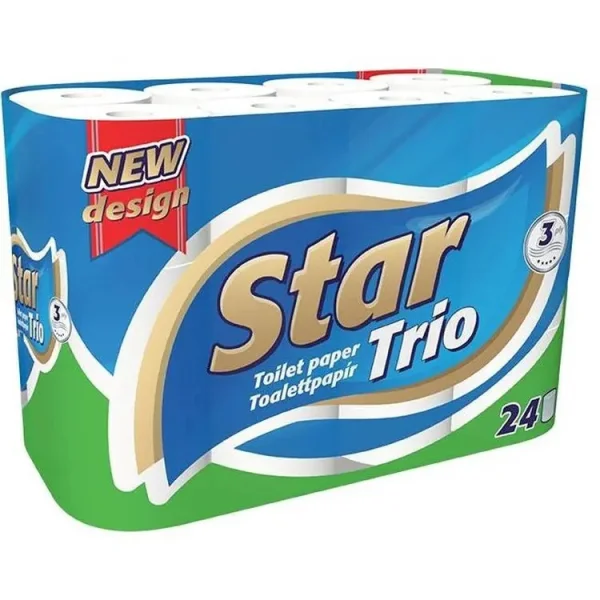 Туалетний папір в рулонах Ooops Star Trio тришаровий 24шт - 1
