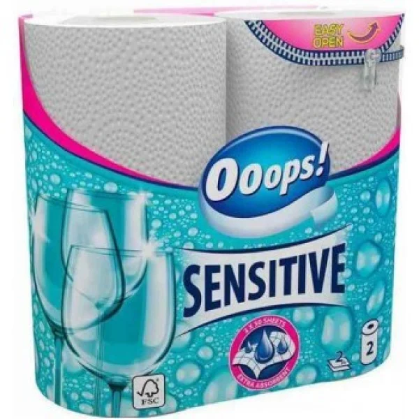 Рушники паперові Ooops Sensitive двошаровий для чутливої шкіри 2шт - 1