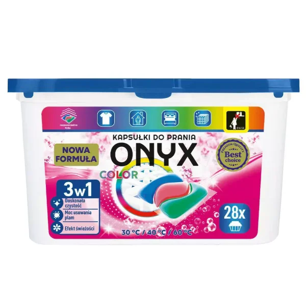 Капсули для прання кольорових речей Onyx Professional Kapsulki do prania 28шт 3в1 Color 420г - 1