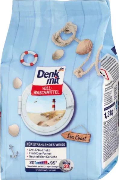 Порошок для прання білої білизни DenkMit Vollwaschmittel Sea Coast 20 прань 1350г - 1