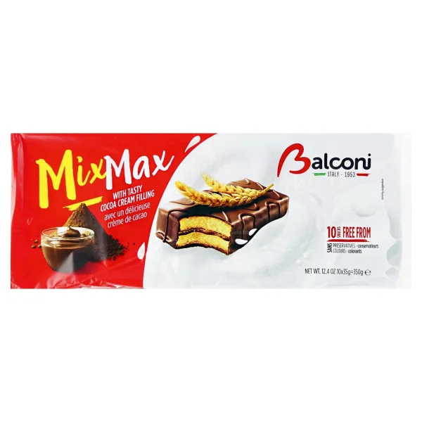 Тістечка бісквітні шоколадні Balconi MixMax Cocoa cream з вершковим кремом 350г - 1