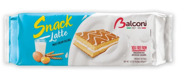 Тістечка бісквітні Balconi Snack Latte з вершковим кремом Латте 10шт 280г - 1