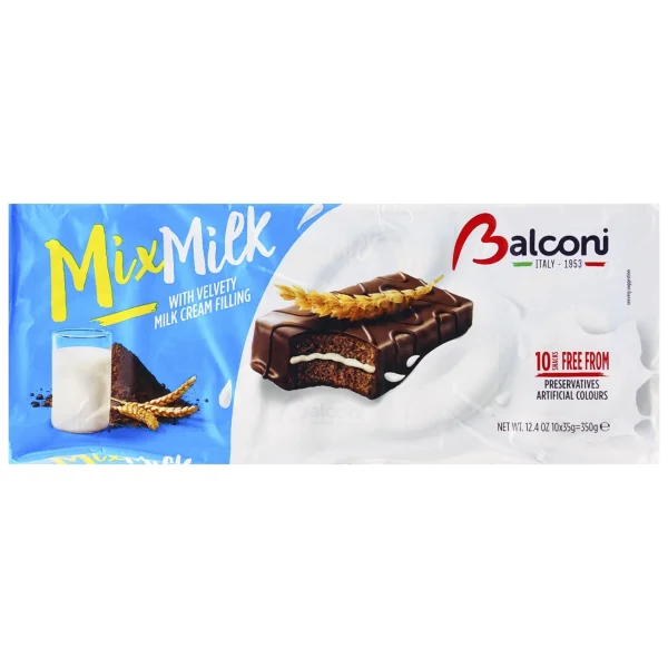 Тістечка шоколадні бісквітні Balconi MixMilk milk cream з вершковим кремом 10шт 350г - 1