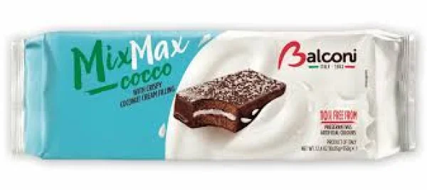 Тістечка бісквітні шоколадні Balconi MixMax Cocco Crispy Coconut cream з кокосовим кремом 10шт 350г - 1