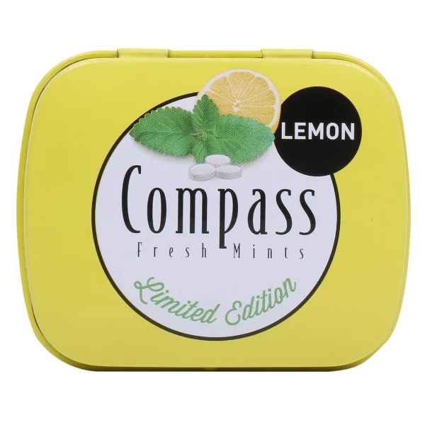 Льодяники без цукру Compass Fresh mints Lemon Mint цукерки Лимон та мята 14г - 1