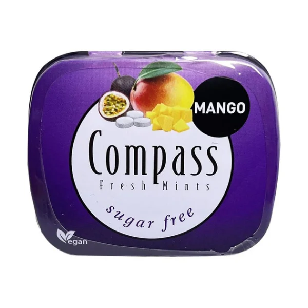 Льодяники без цукру Compass Fresh mints Mango Maracuja цукерки Манго маракуйя 14г - 1