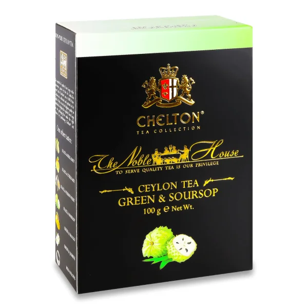 Чай зелений 100% Chelton Premium Noble House Ceylon Tea Green&Soursop шматочки саусепу листовий 100г - 1