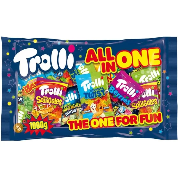 Цукерки жувальні Набір Trolli All in One for Fun 50шт желейні 1000г - 1