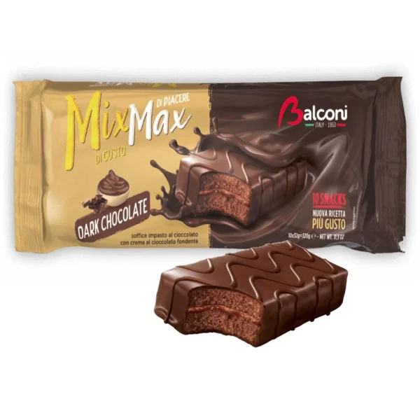 Тістечка шоколадні бісквітні Balconi MixMilk Dark Chocolate з шоколадним кремом 10шт 320г - 1