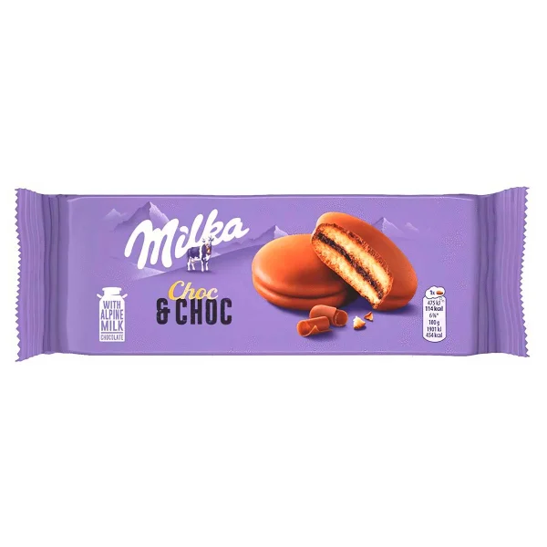 Бісквіт з шоколадною начинкою Milka Choc&Choc Alpine Milk 6шт з альпійским молоком 150г - 1