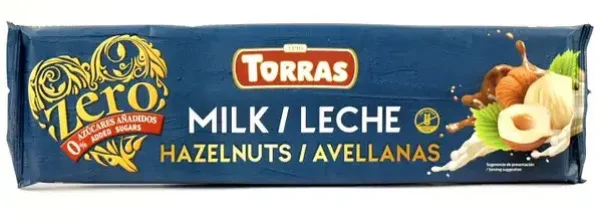 Шоколад молочний без цукру та глютену Torras Zero Milk&Hazelnuts з лісовими горіхами 300г - 1