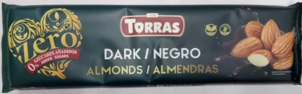 Шоколад чорний без цукру та глютену Torras Zero Dark Negro Almonds з фундуком 300г - 1