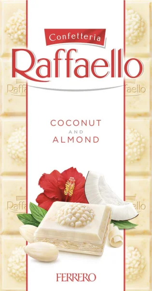 Шоколад білий Confetteria Raffaello Coconut&Almond Ferrero Кокос з мигдалем 90г - 1