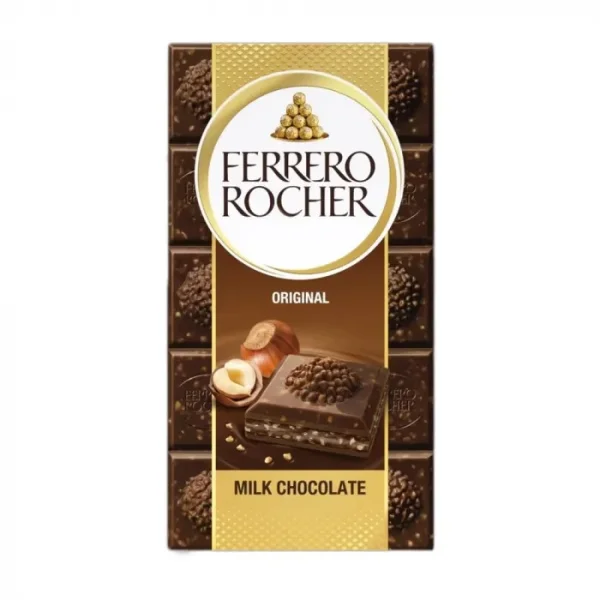 Молочний шоколад Ferrero Rocher Original Milk Chocolate with Hazelnut оригінальний з лісовими горіхами 90г - 1