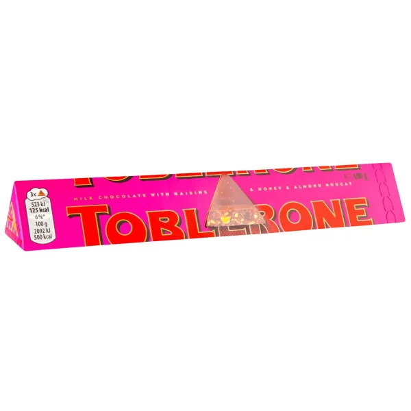Шоколад молочний з родзинками трикутний Toblerone з медово-мигдальною нугою 100г - 2