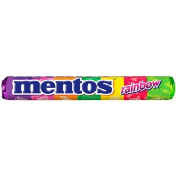 Цукерки жувальні Mentos Rainbow Кольори райдуги Суміш фруктів асорті 20шт 37г - 1