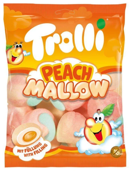 Зефір Trolli Peach Mellow Marshmallow маршмелоу з персиковою начинкою 150г - 1